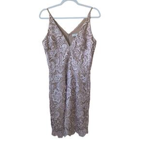 Dress the Population Lace Dress in Cream and Tan